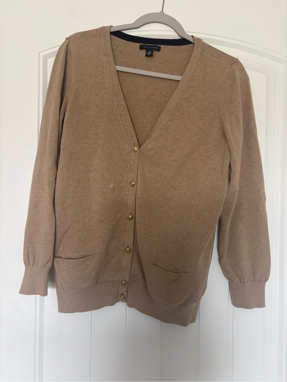 Tommy Hilfiger Tan V-Neck Button Cardigan